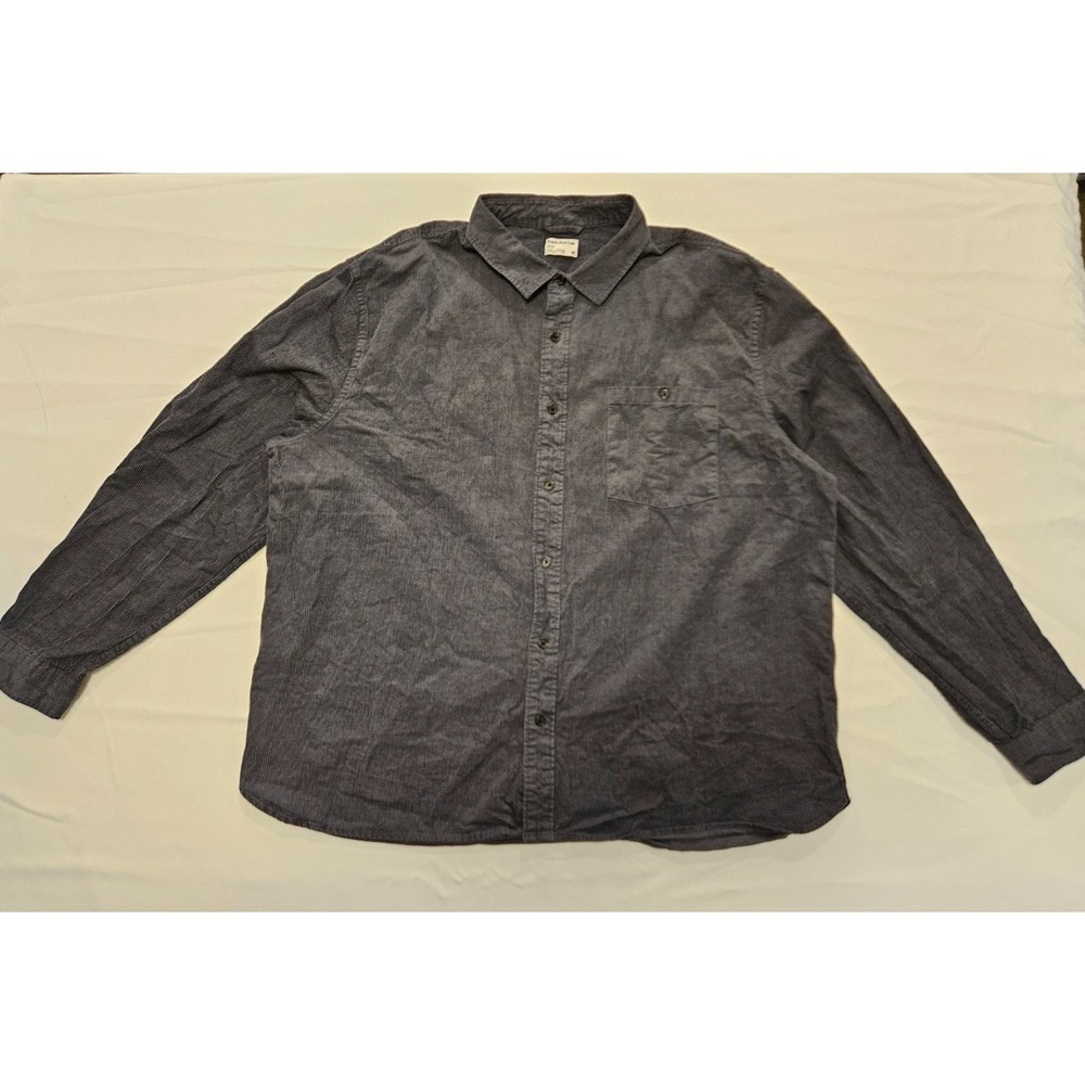 Frank And Oak Men's XXL Gray Corduroy Button Up Shirt Long Sleeve